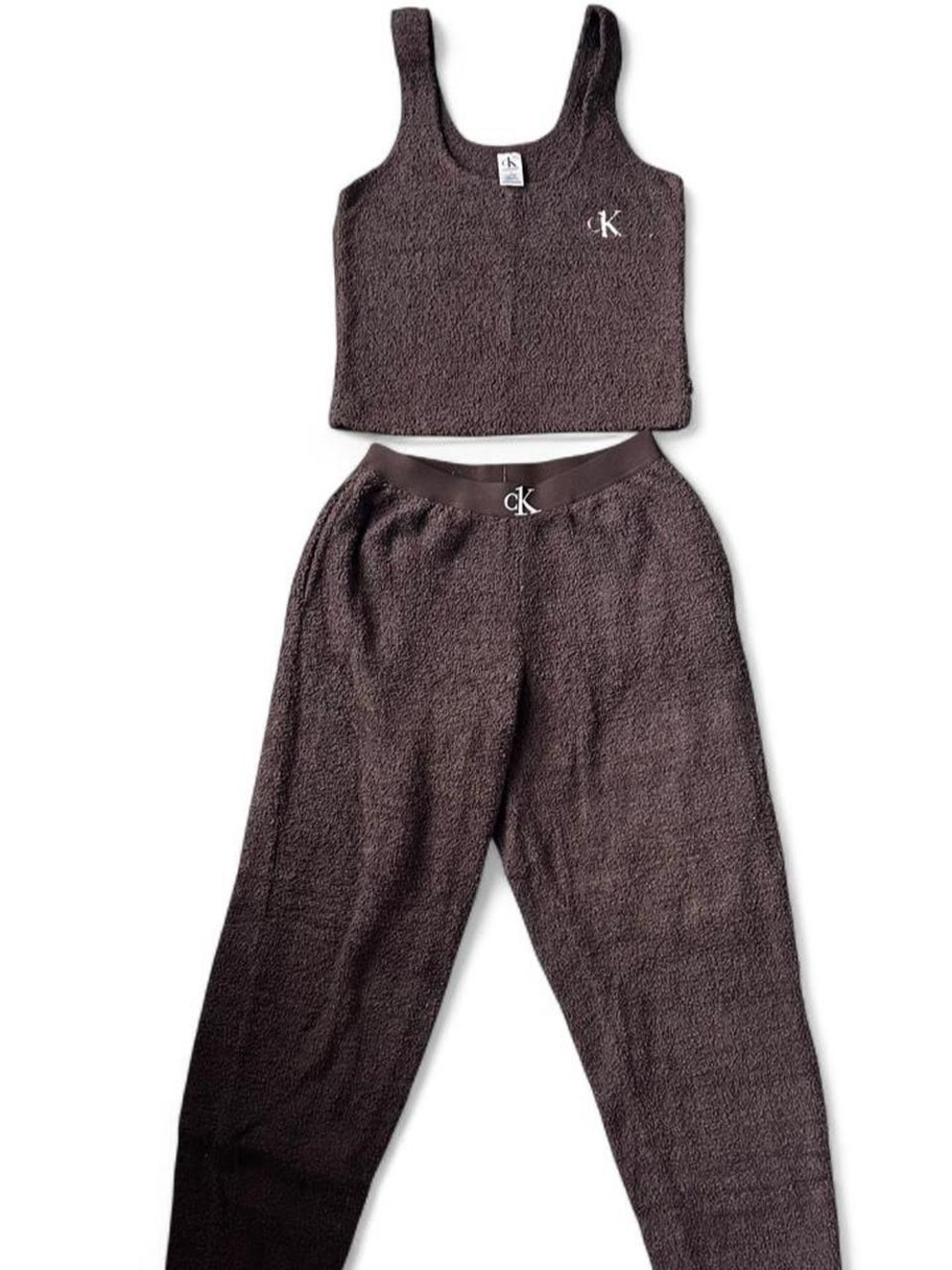 Calvin Klein Brown Terry Crop Tank & Lounge Joggers Set